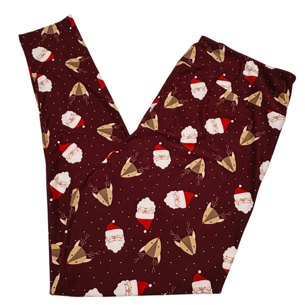 LuLaRoe Dream Womens Leggings TC2 Santa Reindeer‎ Christmas Holiday Plus 18+ NWT